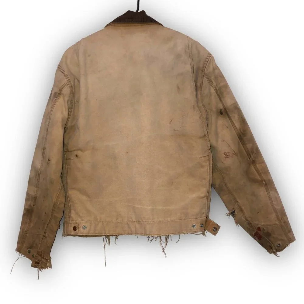 Vintage Carhartt Detroit Blanket Lined Jacket Distressed Thrashed USA Med - Picture 6 of 12